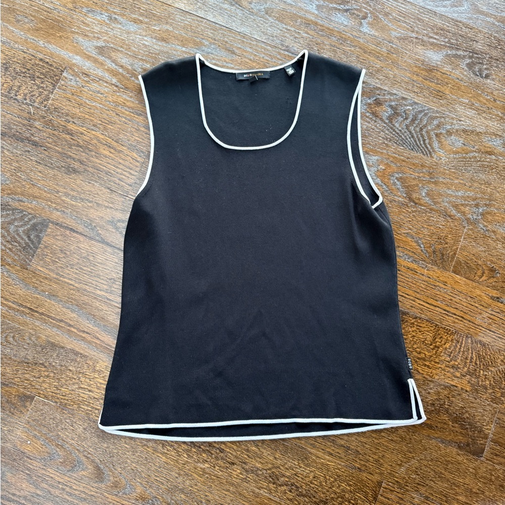 BCBGMaxAzria Black Tank Top with White Edging